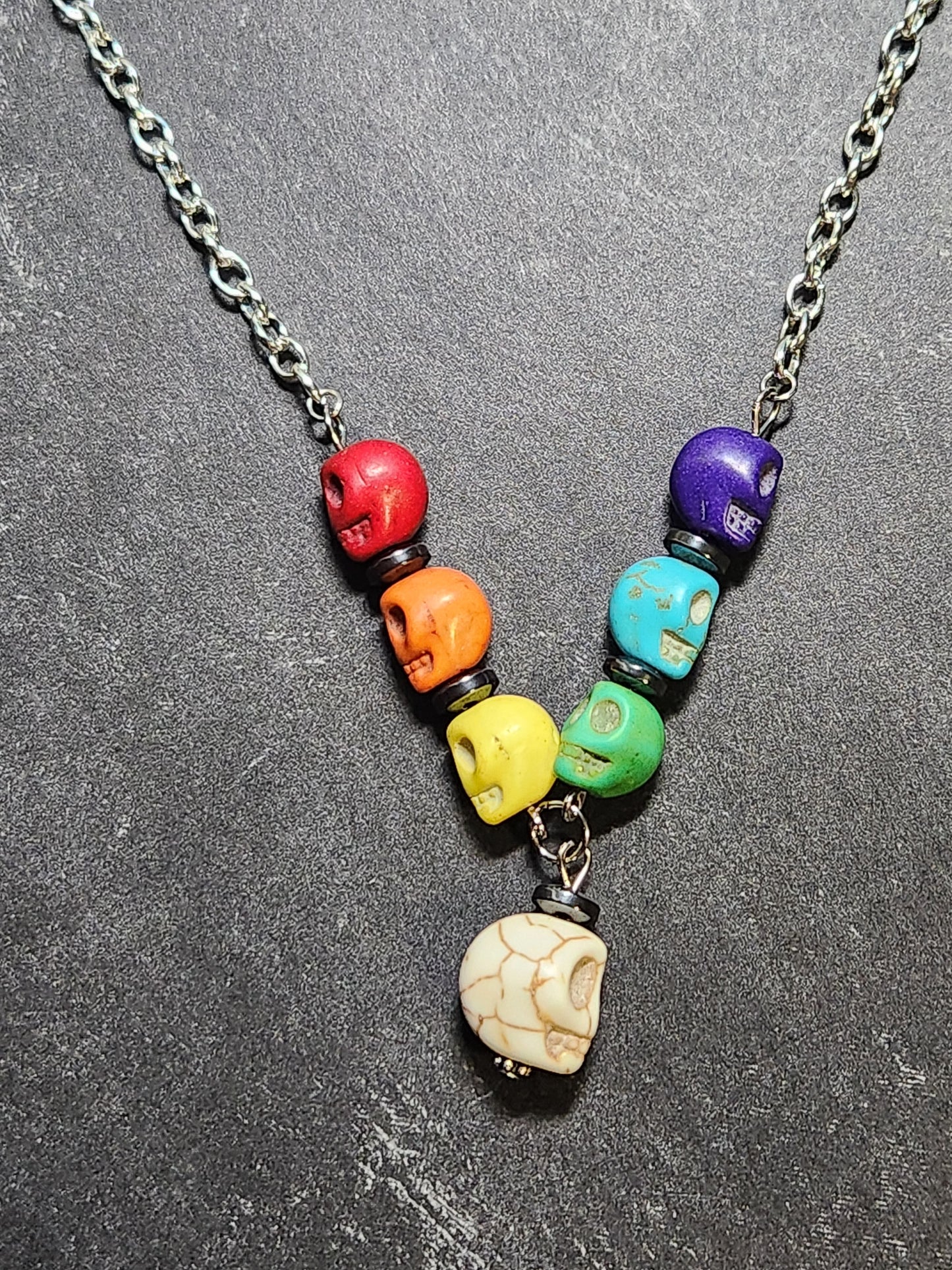 Rainbow Howlite Skulls